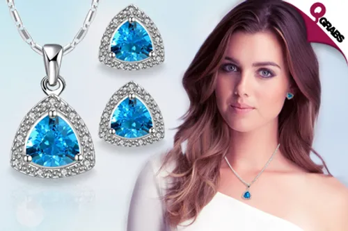 From QR99, Sparkle Like the Sea & Sky with a Blue Crystal Jewelry Set - Includes Beautiful Necklace & Earrings! (Up to QR398 Value)